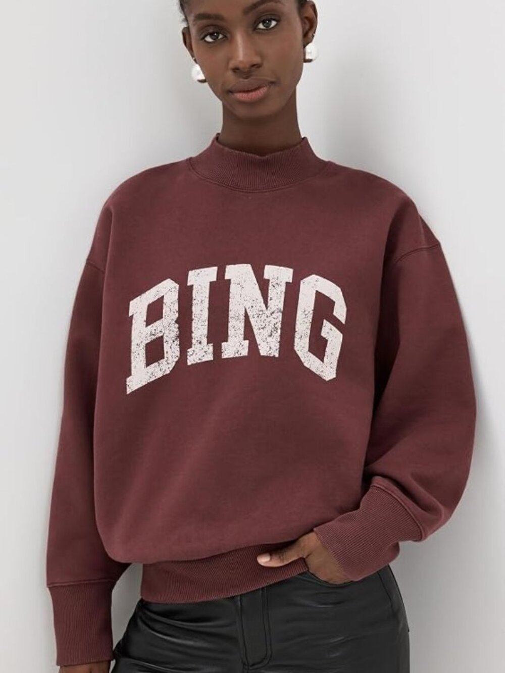 Anine Bing Bradie Bing Mock Neck Sweatshirt